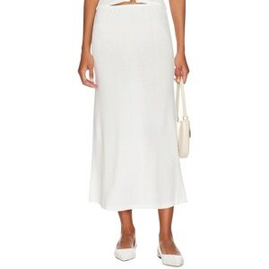 MUSIER Pantelleria Long Skirt - White Lightweight Knit Minimal Midi Maxi Skirt